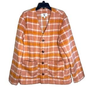 NWT Macy's MODE BY ONE Mens Flannel Cardigan Jacket Voltage‎ Orange M Shacket